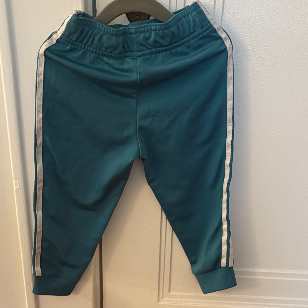 Adidas Kids Jacket and pants warm-up suit in Teal with White Stripes size 2T - Picture 7 of 7